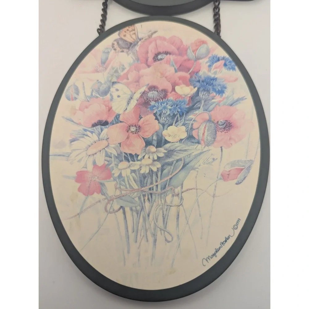Marjolein Bastin Vintage Welcome Friends Hanging‎ Wall Sign Floral Garden 1999
